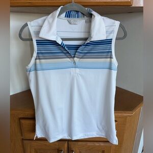 Callaway Golf Striped Sleeveless Collared Top
